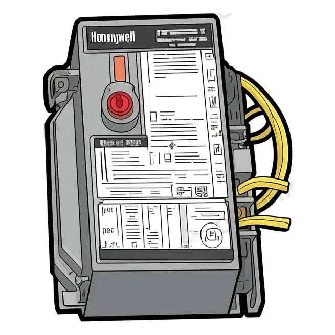 Honeywell R8184G Protectorelay oil primary control: older grey box with the red reset button in a round boss, the safety-switch lever slot above it and one lockout light