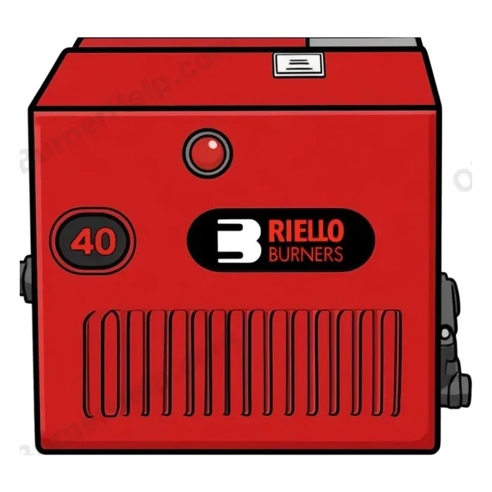 Riello 40 series oil burner cover with the small red reset button on the front; the 530SE/C control box is inside