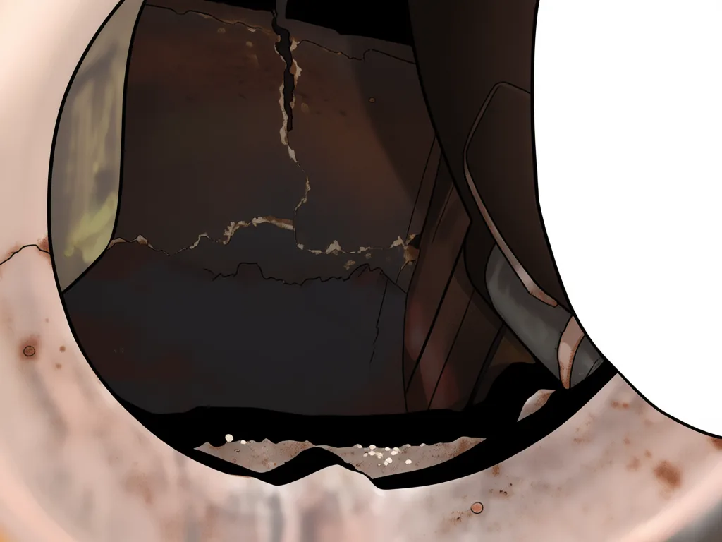 A combustion chamber with a crack running across it