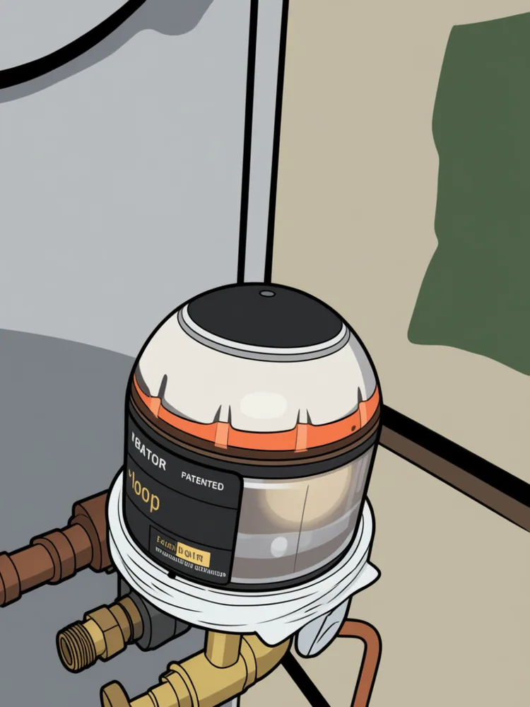Failed Tigerloop de-aerator with oil pooled in the top chamber