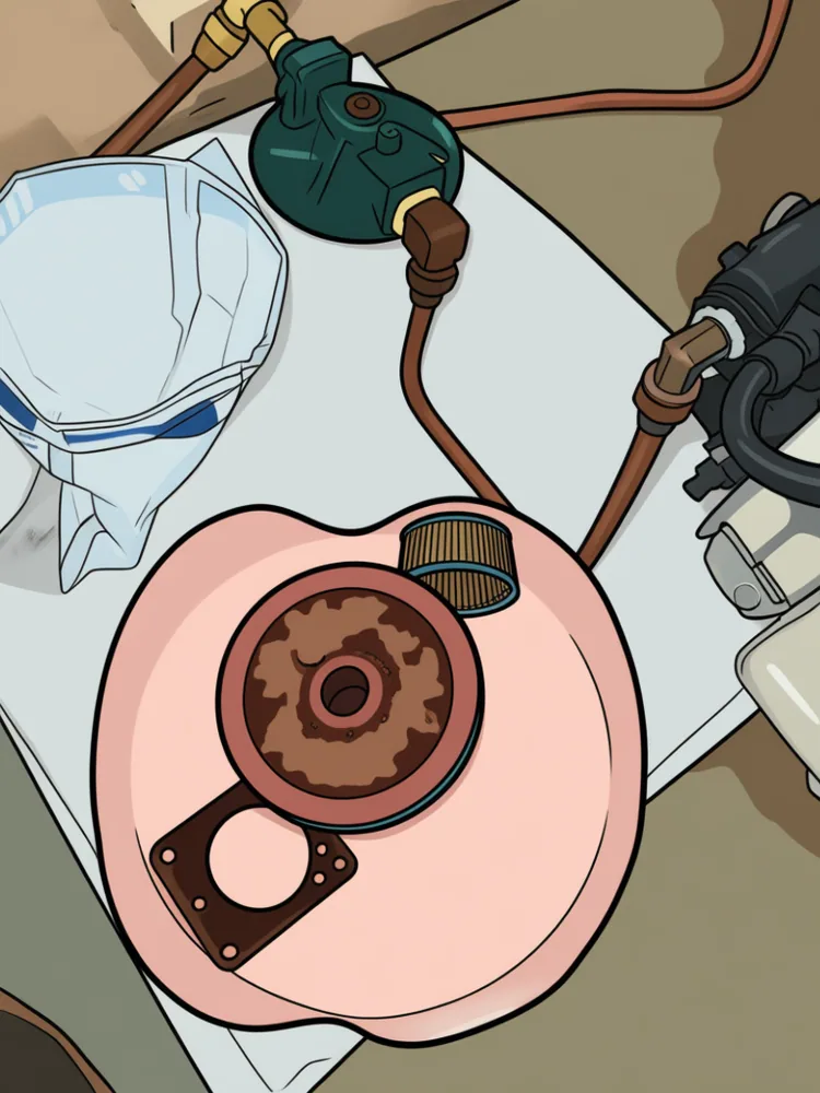 Oil filter canister full of water, rust, and sludge
